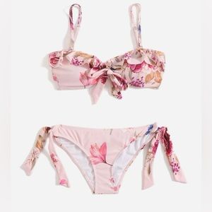 Blush Floral Front Tie Bathing Suit Top
